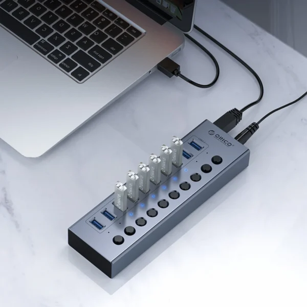 Orico BT2U3-16AB Hub 16x USB-A 3.0 with switches - grayeng