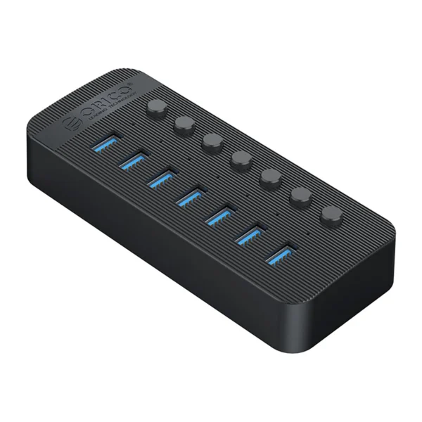 Orico CT2U3-7AB 7x USB-A 3.0 Hub with Switches - Blackeng