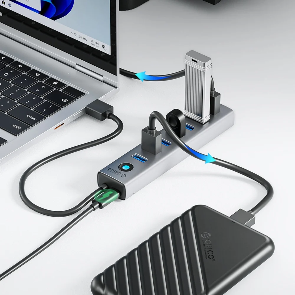 Orico CL7U-U3 hub 7x USB-A 3.0 + USB-C 5V/3A 1m - grayeng