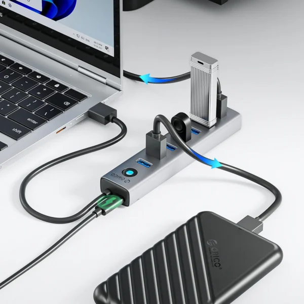 Orico CL7U-U3 hub 7x USB-A 3.0 + USB-C 5V/3A 1m - grayeng