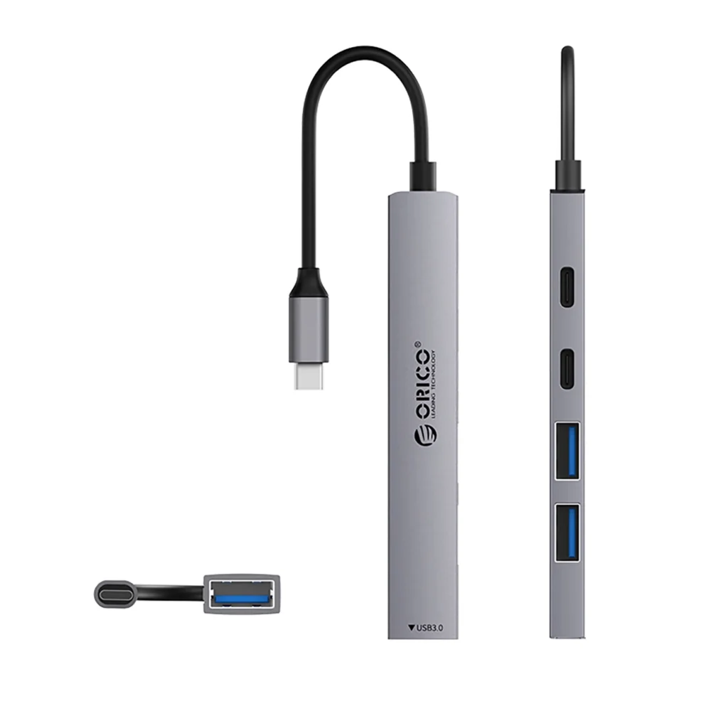 Orico YSB4-U2 USB-A/USB-C Hub Docking Station 2x USB-A 2.0 + 1x USB-A 3.0 + 1x USB-C 2.0 + 1x USB-C - Grayeng