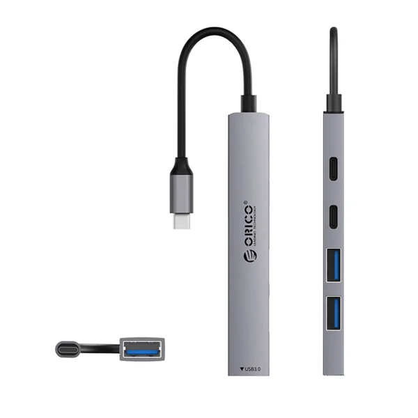 Orico YSB4-U2 USB-A/USB-C Hub Docking Station 2x USB-A 2.0 + 1x USB-A 3.0 + 1x USB-C 2.0 + 1x USB-C - Grayeng