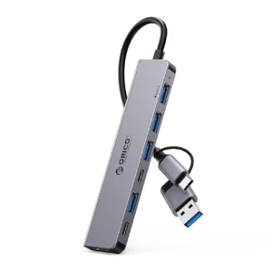Orico YSA7-U3 USB-A/USB-C Hub Docking Station 4x USB-A 2.0 + 1x USB-A 3.0 + 2x USB-C 2.0 - Grayeng