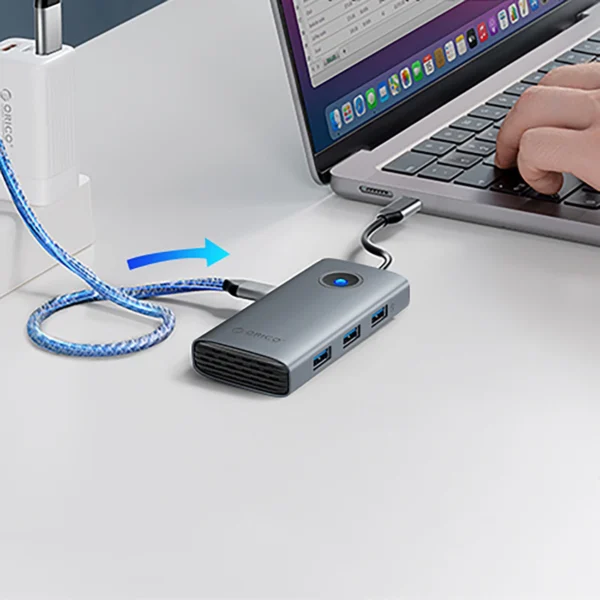 Orico PW11-5P USB-C Hub Docking Station 1x USB-A 3.0 + 2x USB-A 2.0 + 1x USB-C PD + 1x HDMI - Grayeng