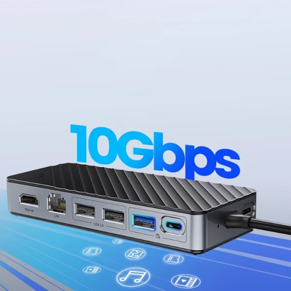Orico OM28PR-G2 USB-C Docking Station with M.2 Drive Slot + 1 x USB-A 3.2 + 1x USB-C 3.2 + 2x USB-A 2.0 + 1x HDMI + 1x Ethernet - Blackeng