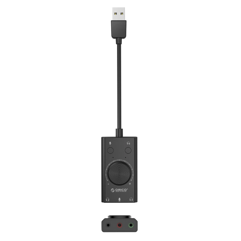 Orico SC2 External Multifunction Sound Card with USB-A - Blackeng