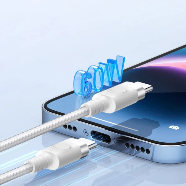 Orico CDX 60W 3A Power Delivery USB-C - USB-C 1m Cable - Whiteeng