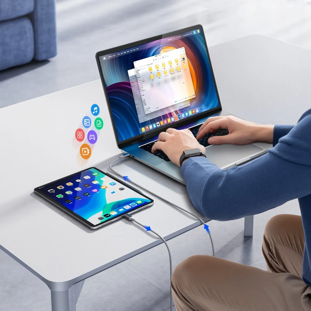 Orico CDX 60W 3A Power Delivery USB-C - USB-C 1m Cable - Whiteeng