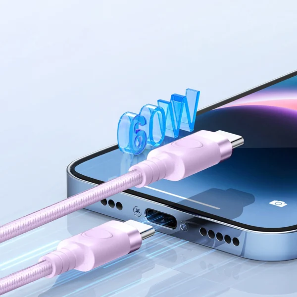Orico CDX 60W 3A Power Delivery USB-C - USB-C 1m Cable - Purpleeng