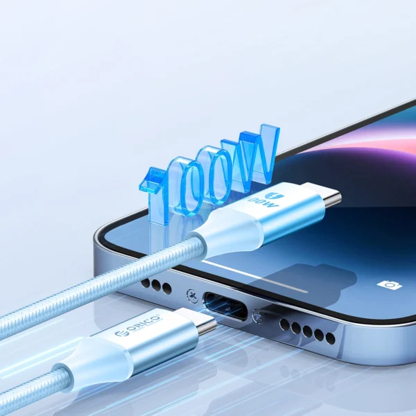 Orico CDX 100W 5A Power Delivery USB-C - USB-C cable 1m - blueeng