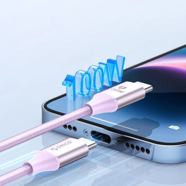 Kabel Orico CDX 100W 5A Power Delivery USB-C - USB-C 1m - fioletowypol