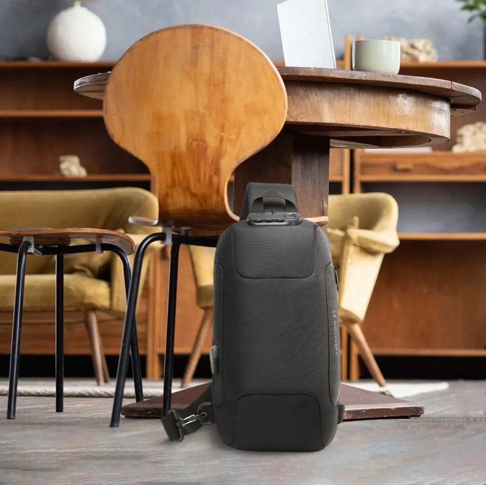Wozinsky Premium Single Shoulder Anti-Theft City Backpack with Organizer and USB - Blackeng