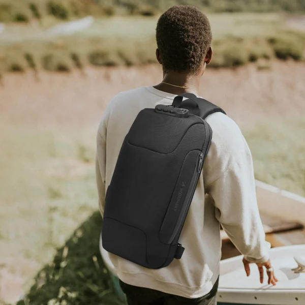 Wozinsky Premium Single Shoulder Anti-Theft City Backpack with Organizer and USB - Blackeng