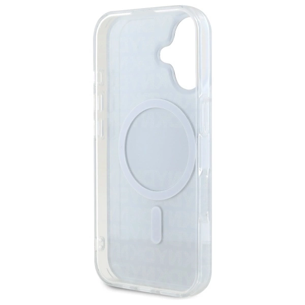 DKNY Repeat Texture Pattern With Stripe iPhone 16 Case - Blackeng