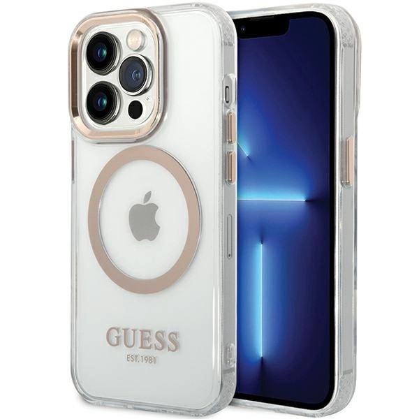 Guess Metal Outline MagSafe case for iPhone 15 Pro - goldeng