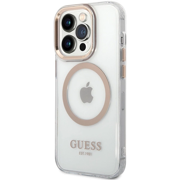 Guess Metal Outline MagSafe case for iPhone 15 Pro - goldeng