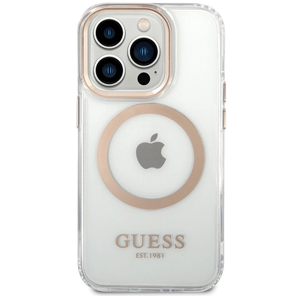 Guess Metal Outline MagSafe case for iPhone 15 Pro - goldeng