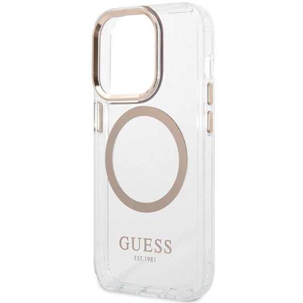 Guess Metal Outline MagSafe case for iPhone 15 Pro - goldeng