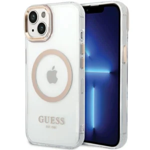 Guess Metal Outline MagSafe Case for iPhone 15 Plus / 14 Plus - Goldeng