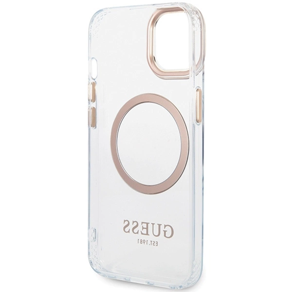 Guess Metal Outline MagSafe Case for iPhone 15 Plus / 14 Plus - Goldeng