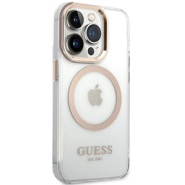 Guess Metal Outline Magsafe case for iPhone 15 / 14 / 13 - goldeng