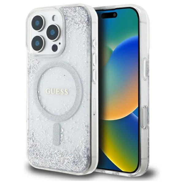 Guess Resin Gradient Glitter MagSafe case for iPhone 16 Pro - silvereng