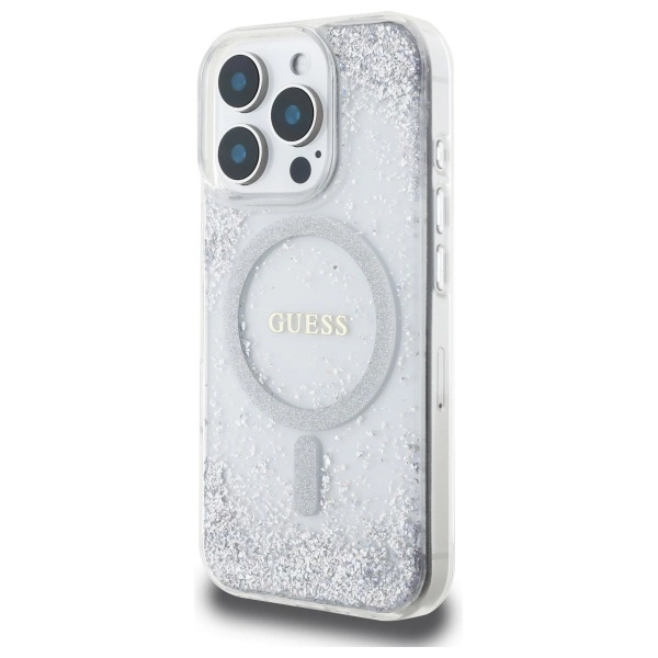 Guess Resin Gradient Glitter MagSafe case for iPhone 16 Pro - silvereng