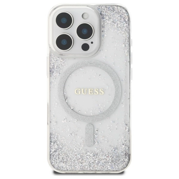 Guess Resin Gradient Glitter MagSafe case for iPhone 16 Pro - silvereng