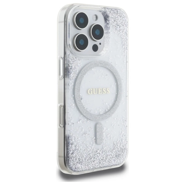Guess Resin Gradient Glitter MagSafe case for iPhone 16 Pro - silvereng