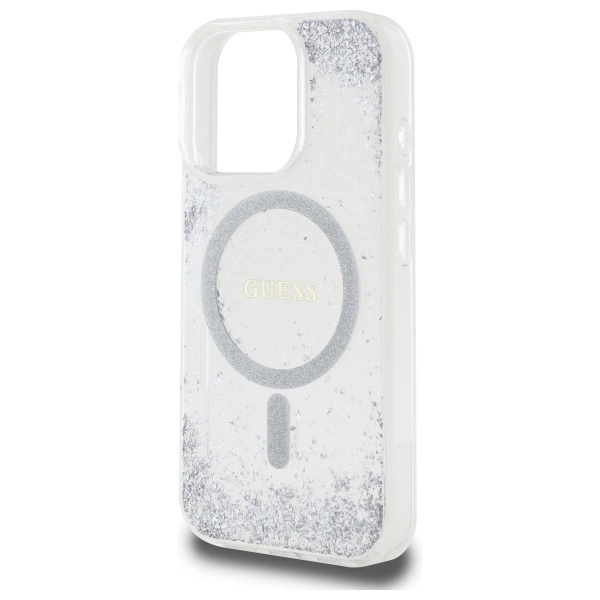 Guess Resin Gradient Glitter MagSafe case for iPhone 16 Pro - silvereng