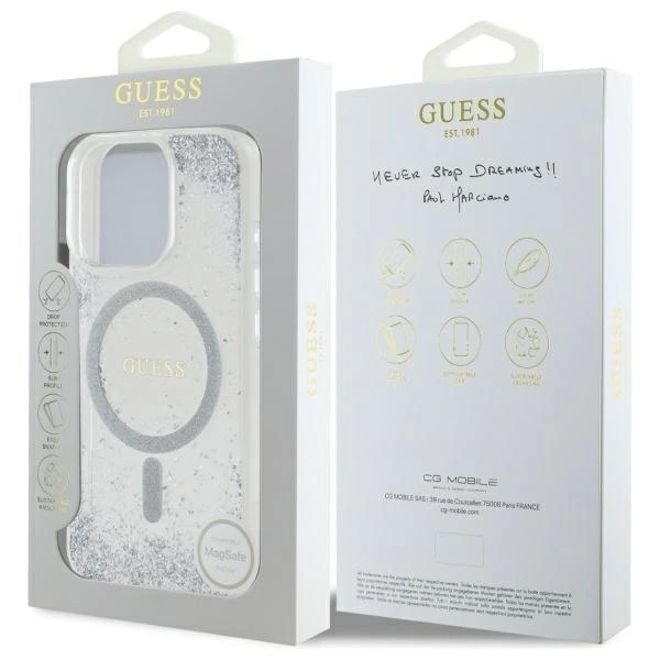 Guess Resin Gradient Glitter MagSafe case for iPhone 16 Pro - silvereng