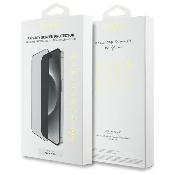 Guess Screen Protector Privacy 2.5D Outline tempered glass for iPhone 16 Proeng