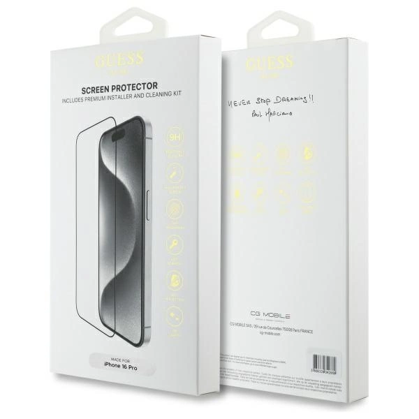 Guess Screen Protector 2.5D Outline Tempered Glass for iPhone 16 Proeng