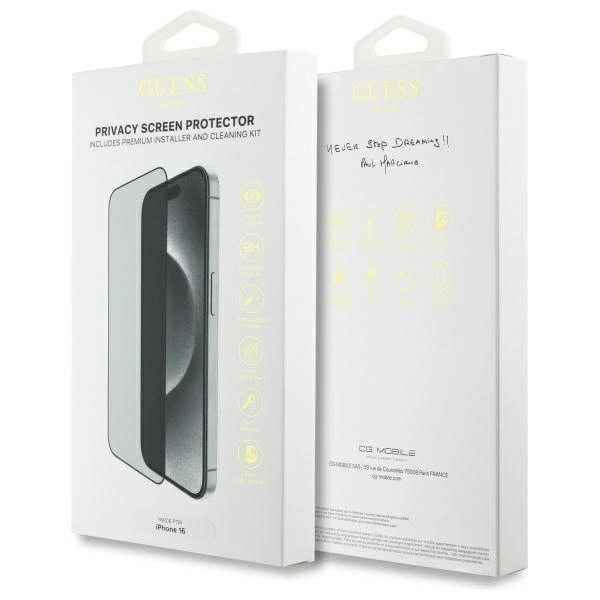 Guess Screen Protector Privacy 2.5D Outline tempered glass for iPhone 16eng