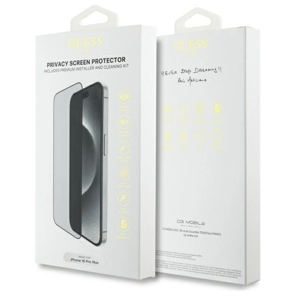 Guess Screen Protector Privacy 2.5D Outline Tempered Glass for iPhone 16 Pro Maxeng