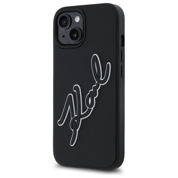 Karl Lagerfeld 3D Rubber Signature iPhone 15 Case - Blackeng