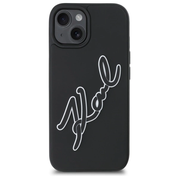 Karl Lagerfeld 3D Rubber Signature iPhone 15 Case - Blackeng