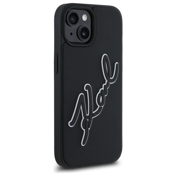 Karl Lagerfeld 3D Rubber Signature iPhone 15 Case - Blackeng
