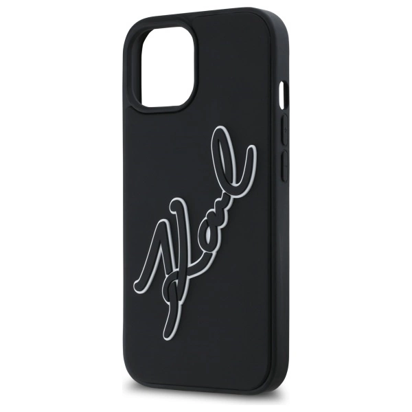 Karl Lagerfeld 3D Rubber Signature iPhone 15 Case - Blackeng