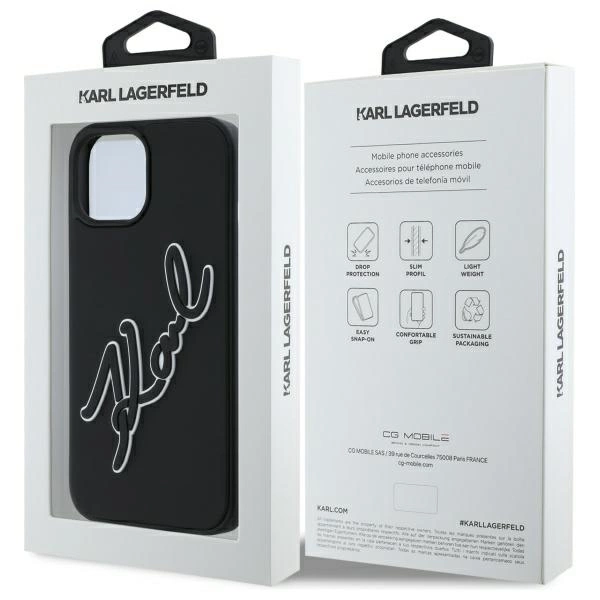 Karl Lagerfeld 3D Rubber Signature iPhone 15 Case - Blackeng