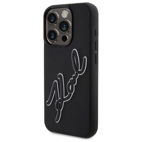 Karl Lagerfeld 3D Rubber Signature Case for iPhone 15 Pro Max - Blackeng