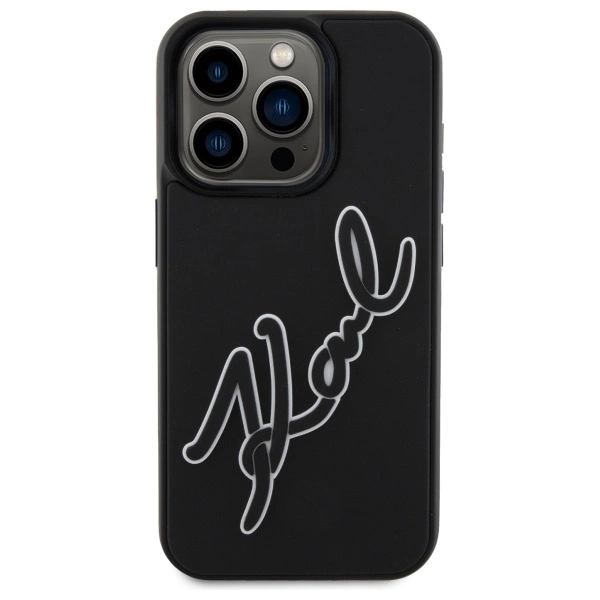 Karl Lagerfeld 3D Rubber Signature Case for iPhone 15 Pro Max - Blackeng