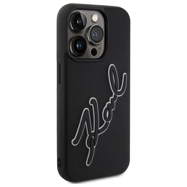 Karl Lagerfeld 3D Rubber Signature Case for iPhone 15 Pro Max - Blackeng