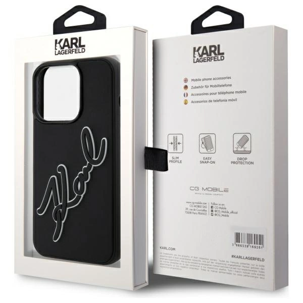 Karl Lagerfeld 3D Rubber Signature Case for iPhone 15 Pro Max - Blackeng