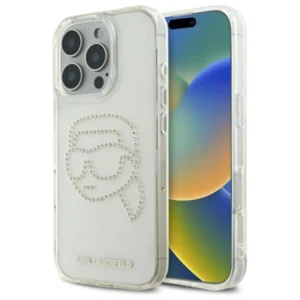Etui Karl Lagerfeld IML Rhinestones Karl Head na iPhone 16 Pro - przezroczystepol