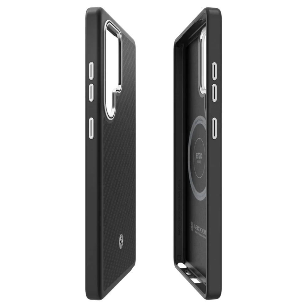 Spigen Enzo Aramid GP-FPS938PGABW Silicone Case with Built-in MagFit Ring for Samsung Galaxy S25 Ultra - Blackeng