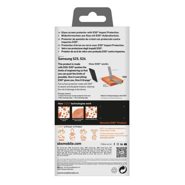SBS Tempered Glass D3O with frame for Samsung Galaxy S25+ / S24+eng