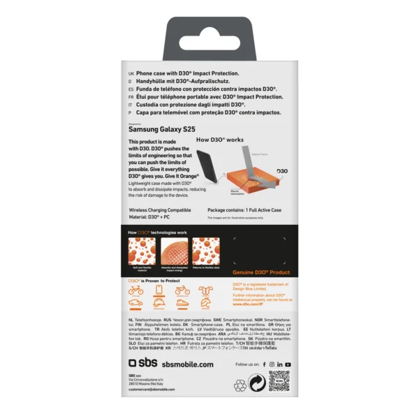 SBS D3O Case for Samsung Galaxy S25 - Blackeng