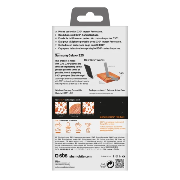 SBS D3O Case for Samsung Galaxy S25 - Transparenteng