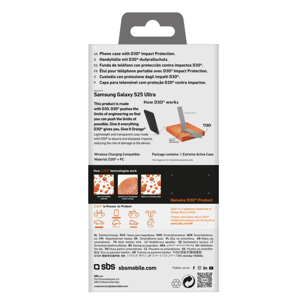 SBS D3O Case for Samsung Galaxy S25 Ultra - Transparenteng